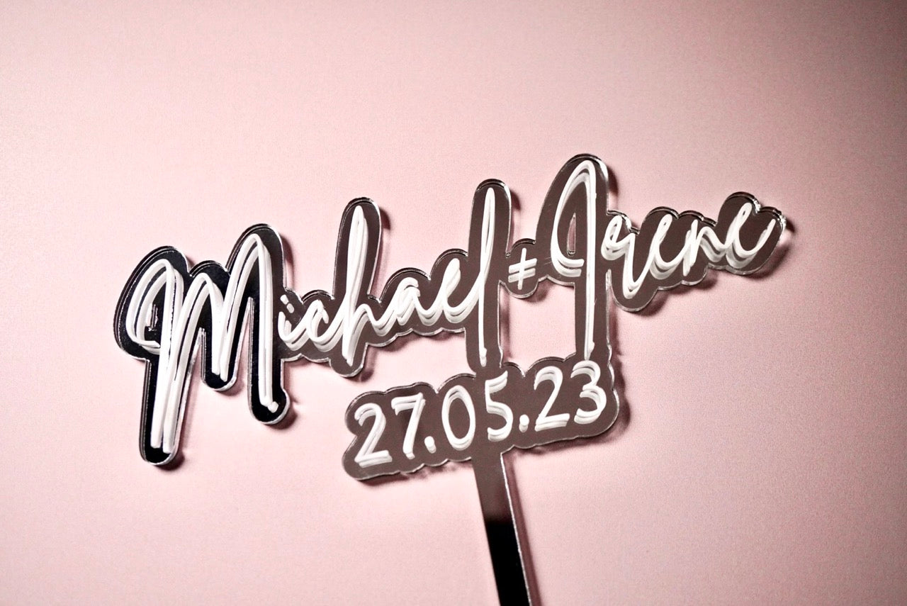 Engagement/Wedding Cake Topper/Fropper (Customisable Names & Date)