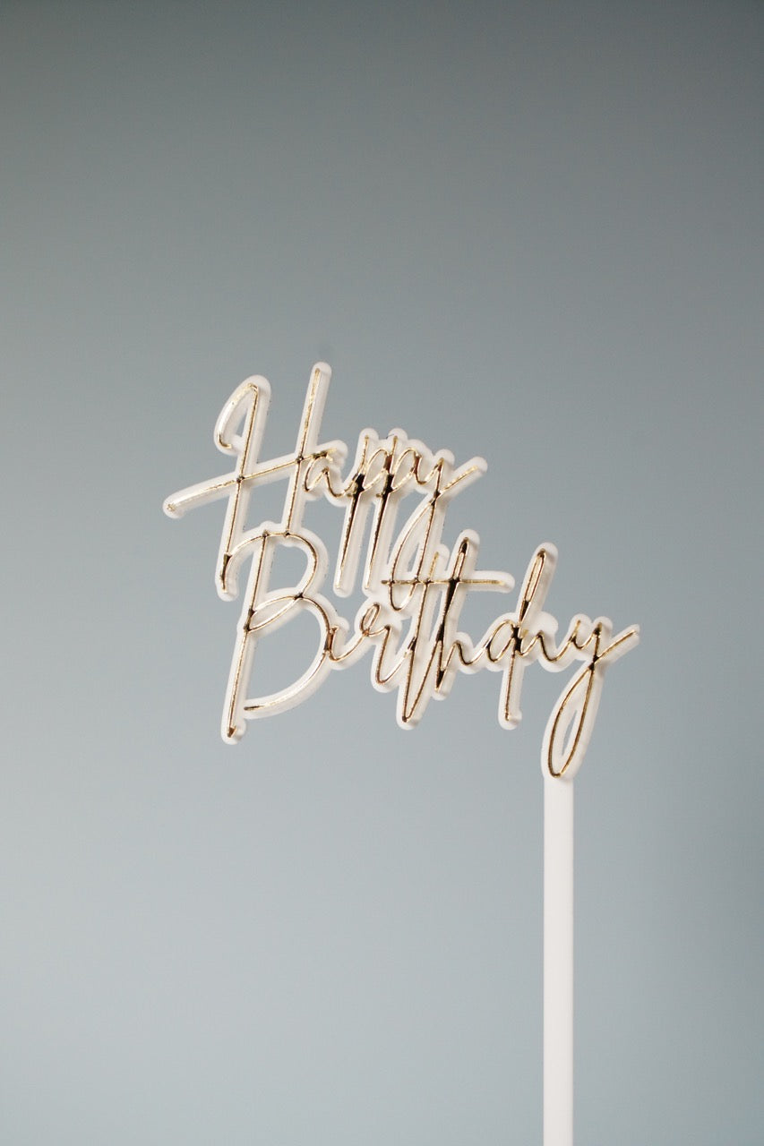 Happy Birthday Cake Topper (Double Layered) - colour customisable