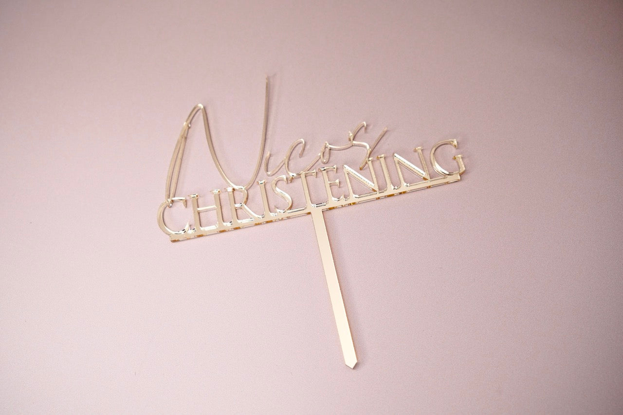 Christening/Baptism Cake Topper - thin script name (Customisable Name)