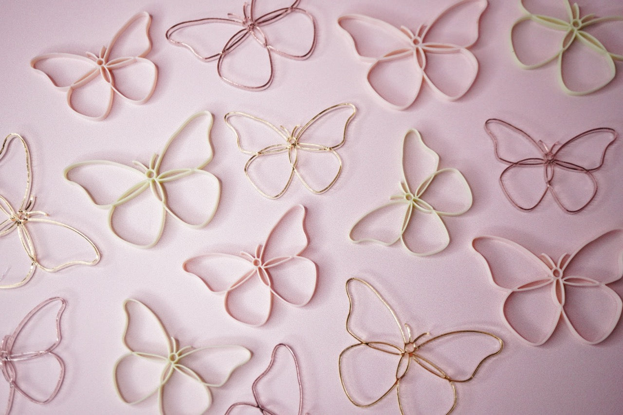 Butterfly Line Art Charms (Colour Customisable)