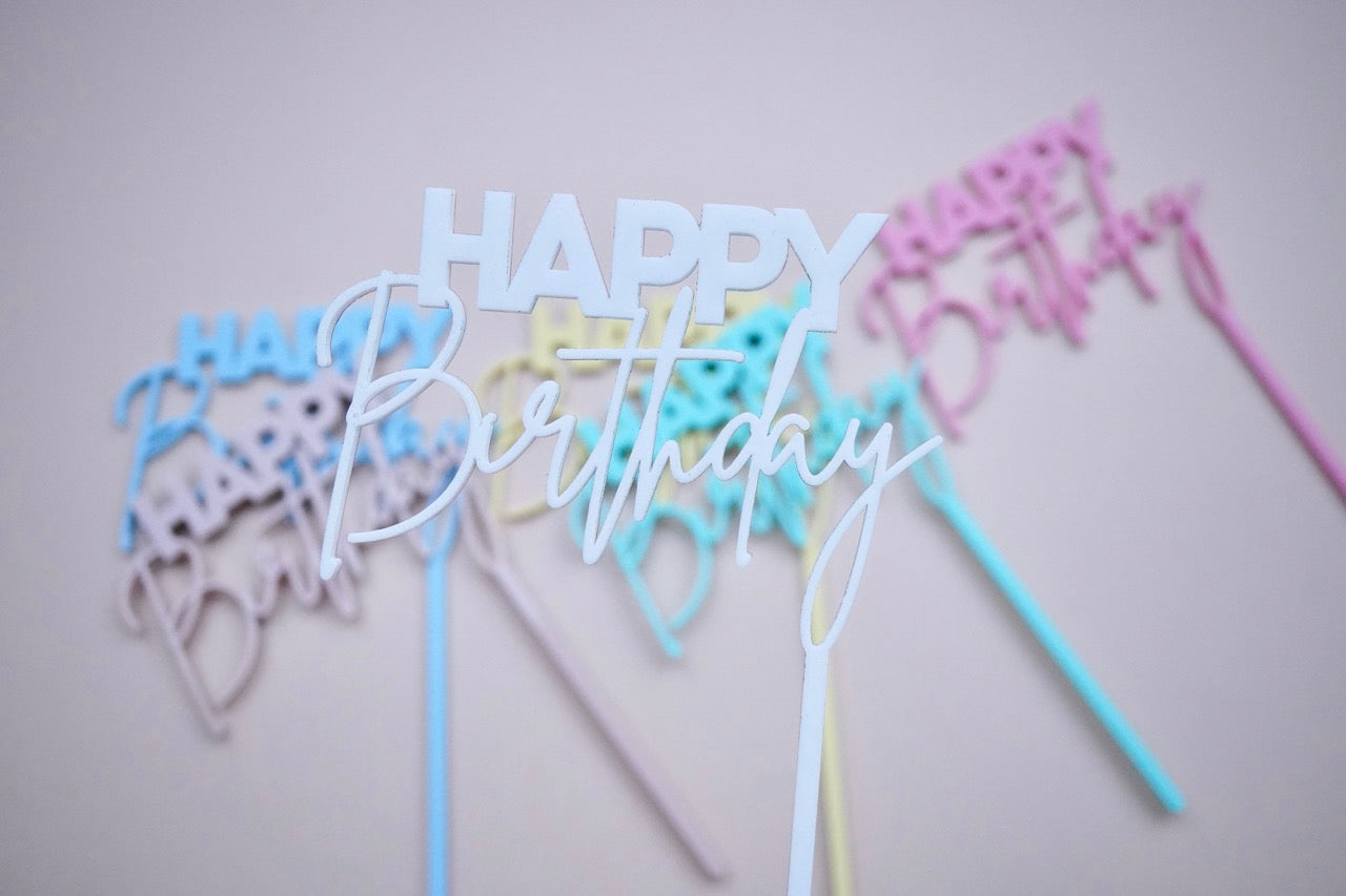 Happy Birthday Cake Topper 2.0 (Single Layer, Colour Customisable)