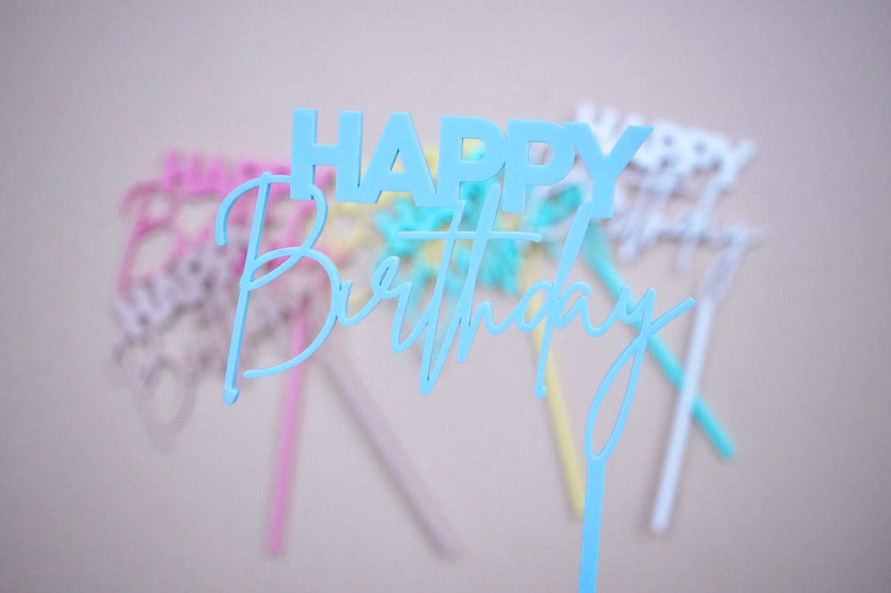 Happy Birthday Cake Topper 2.0 (Single Layer, Colour Customisable)