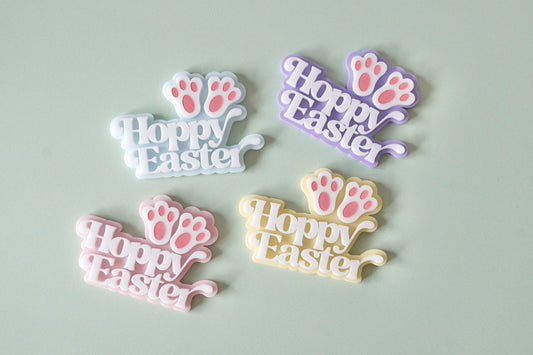 'Hop'py Easter with Bunny Feet Charm (pack of 4 or 8)