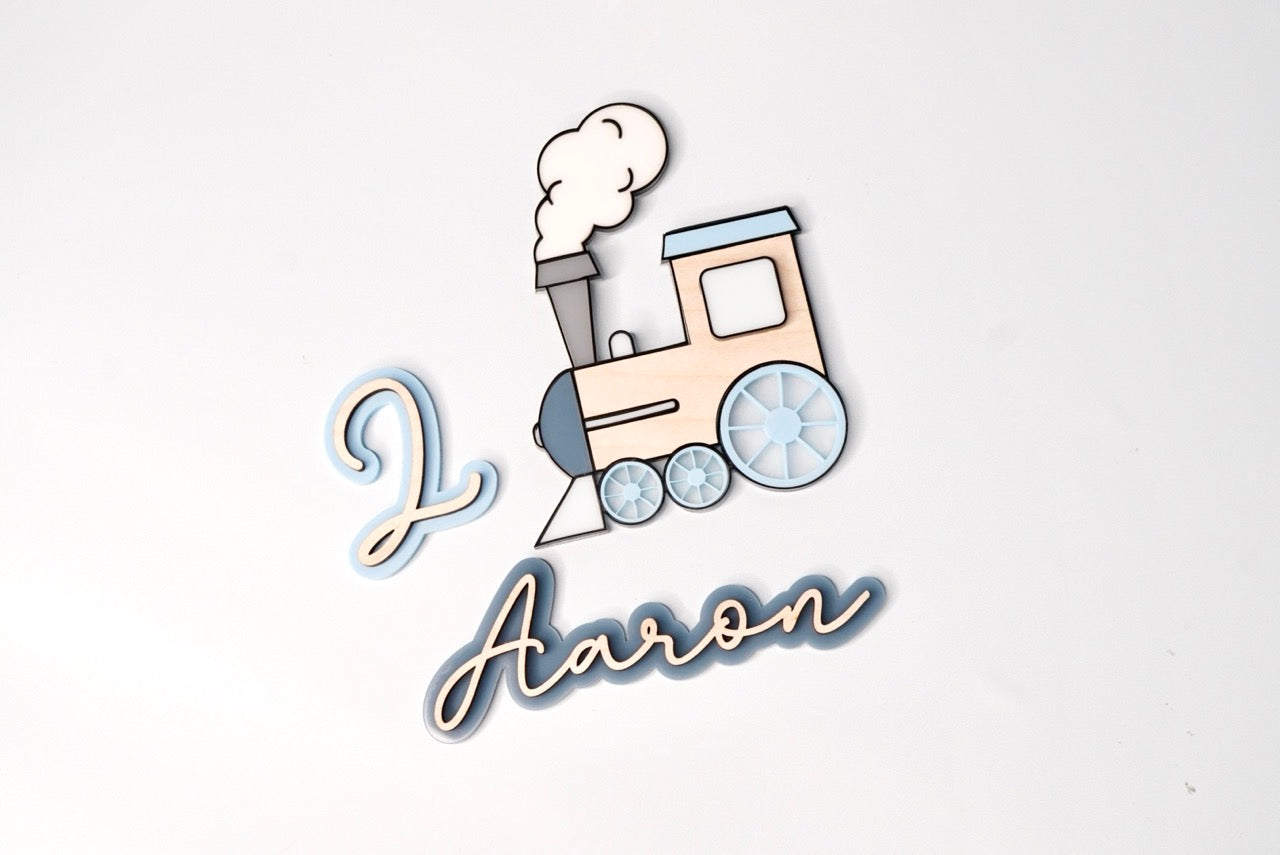 Train topper/fropper set (Customisable Name/Age)