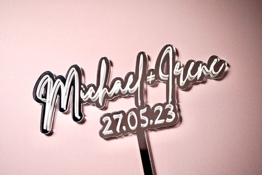 Engagement/Wedding Cake Topper/Fropper (Customisable Names & Date)