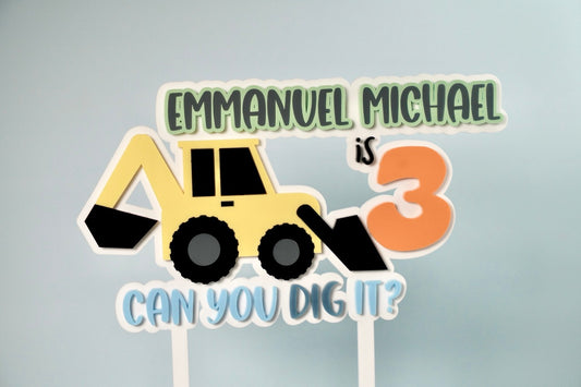 Construction "can you dig it?" Topper/Fropper (Customisable Name/Age)
