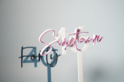 Age Cake Topper (numerical + written) - colour customisable