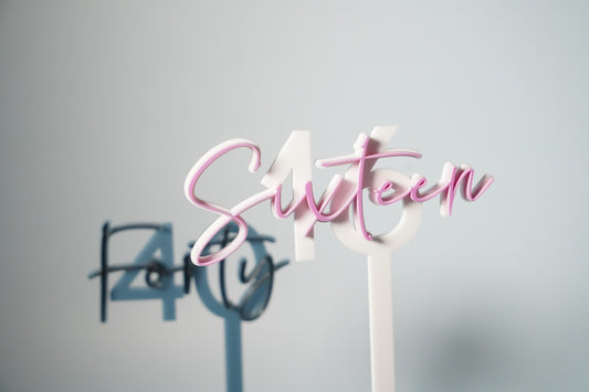 Age Cake Topper (numerical + written) - colour customisable