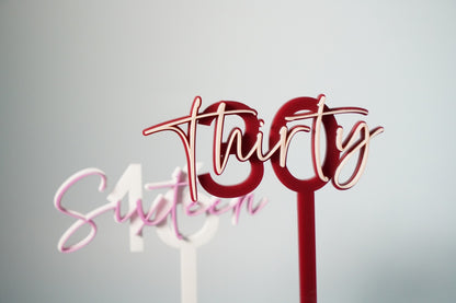 Age Cake Topper (numerical + written) - colour customisable