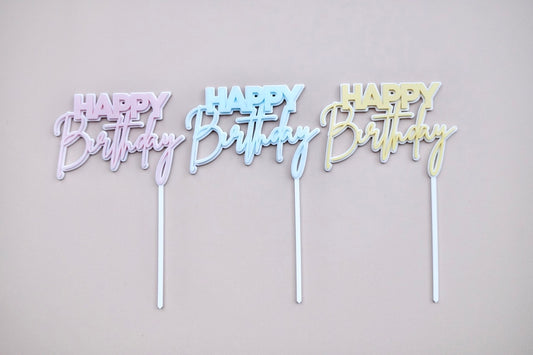Happy Birthday Cake Topper 2.0 (Double Layered) - colour customisable