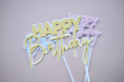 Happy Birthday Cake Topper 2.0 (Double Layered) - colour customisable
