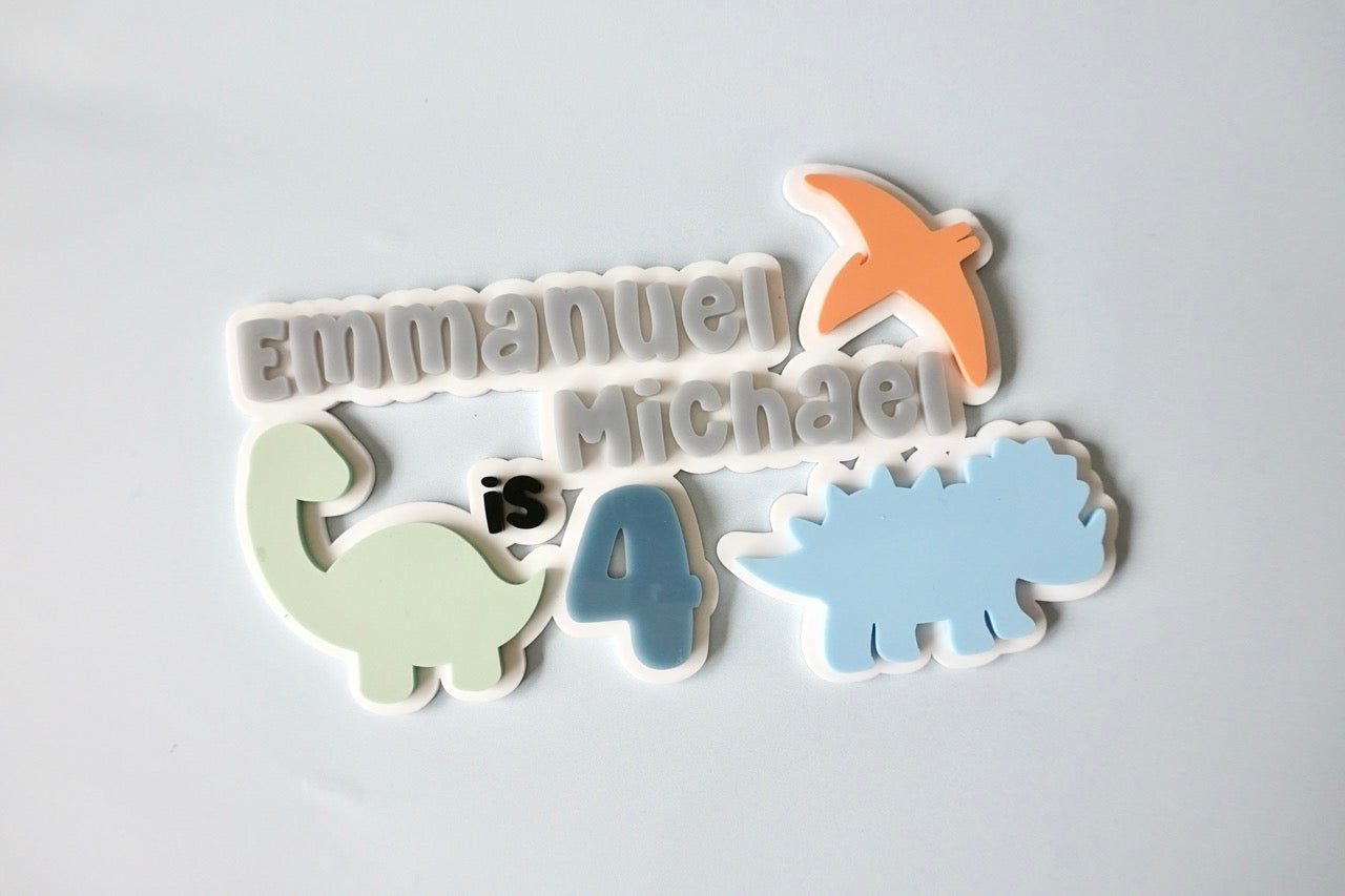Dinosaur Silhouette Topper/Fropper (Customisable name and age)